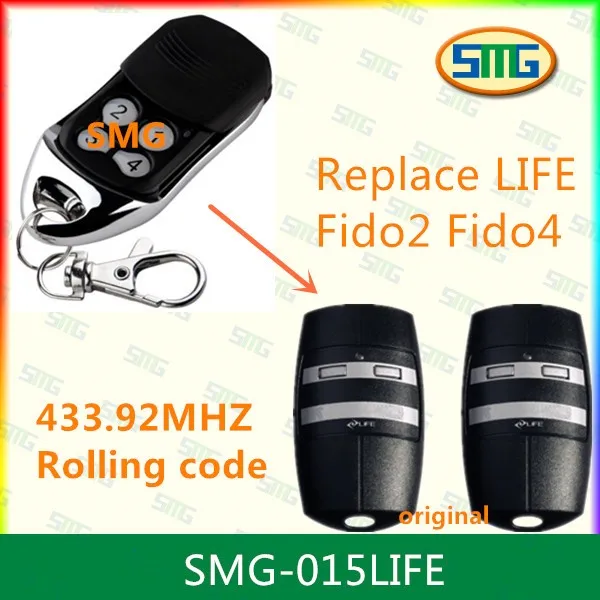 

3piece free shipping Transmitter remote control compatible life fido 2 fido 4, 433.92MHz Remote Control Replacement