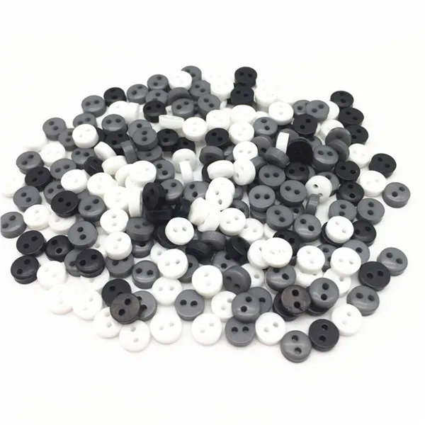 250 шт 20 цветов мини 6 мм круглые полимерные кнопки для кукол мягкие игрушки одежда 2 отверстия Швейные аксессуары украшения для скрапбукинга - Цвет: white grey black mix