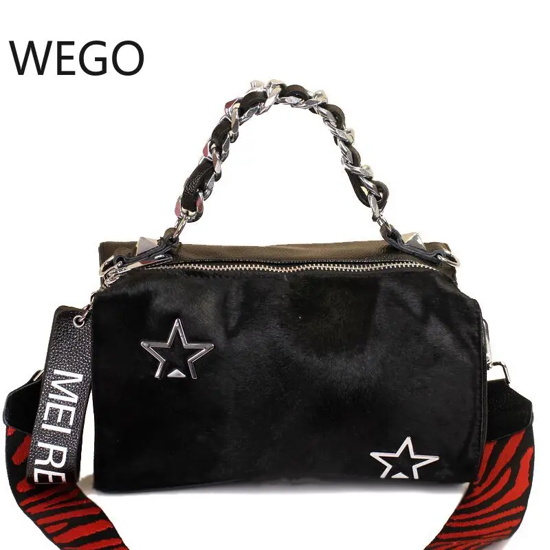 

Horse hair bag 2019 New fashion temperament chain handbag lady hand single shoulder oblique cross pu tote bag