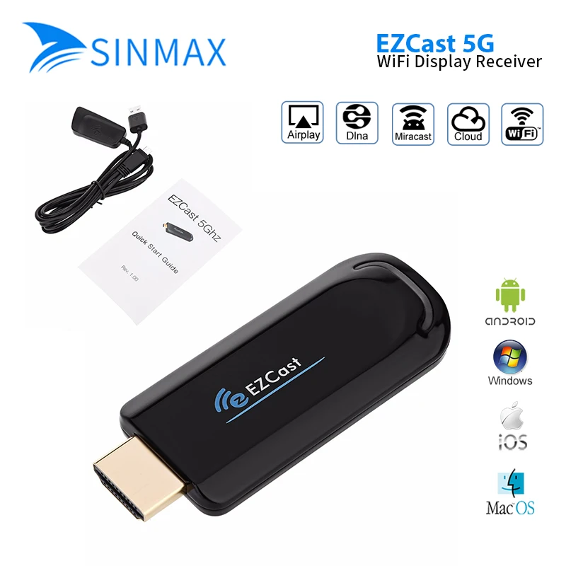 Ezcast 5G лучший Смарт ТВ палка ключ Miracast HDMI зеркало Airplay DLNA для Android IOS windows OS лучше чем