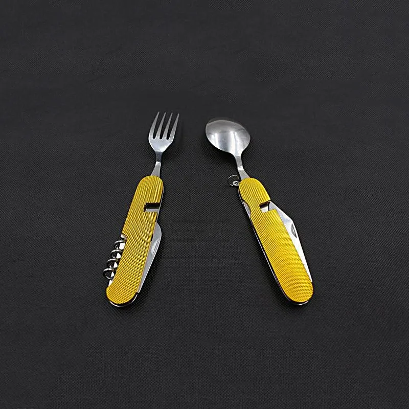 

Outdoor Tableware Camping Folding Spoon Fork Knife Set Portable Travel Hiking Stainless Steel Pocket Picnic Spoon Fork Knife