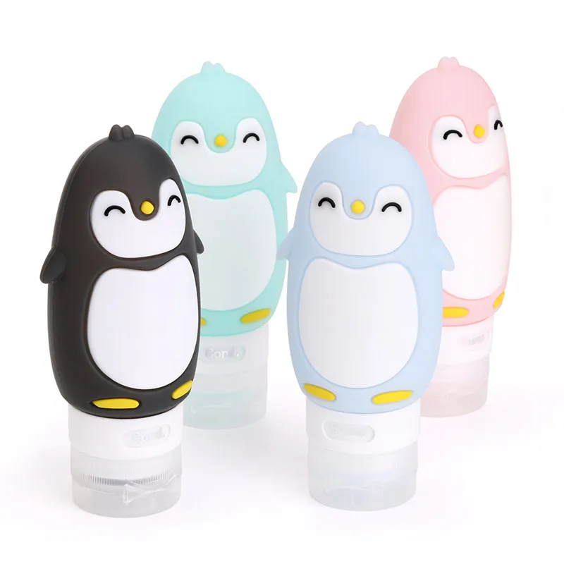 80 мл маленькая пустая бутылка для путешествий портативный шейкер бутылка милый пингвин мультяшная модель животных многоцелевой силиконовые бутылки