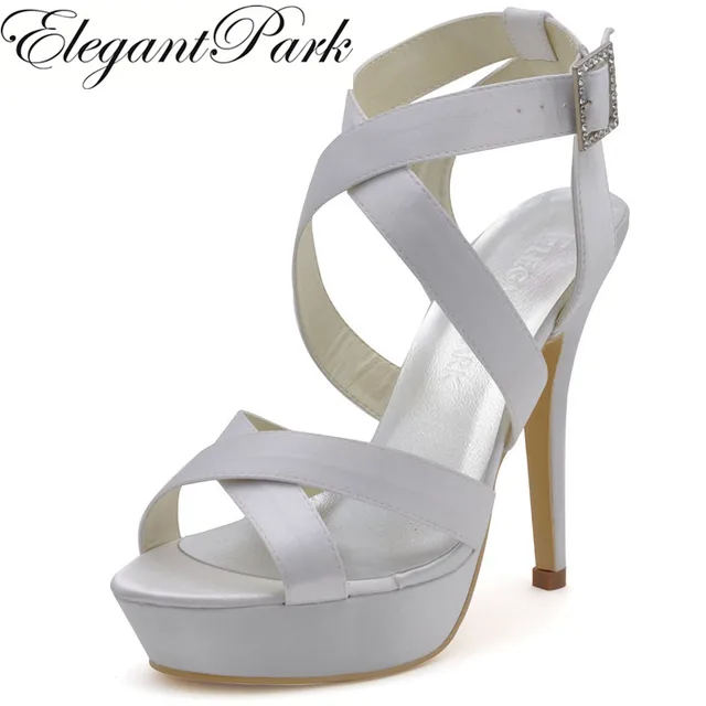 Fashion Wedding Sandals Bridesmaids Shoes Ep2124 Pf White Open Toe Fashion Wedding Sandals Bridesmaids Shoes Ep2124 Pf White Open Toe Cross Straps Platform Y High