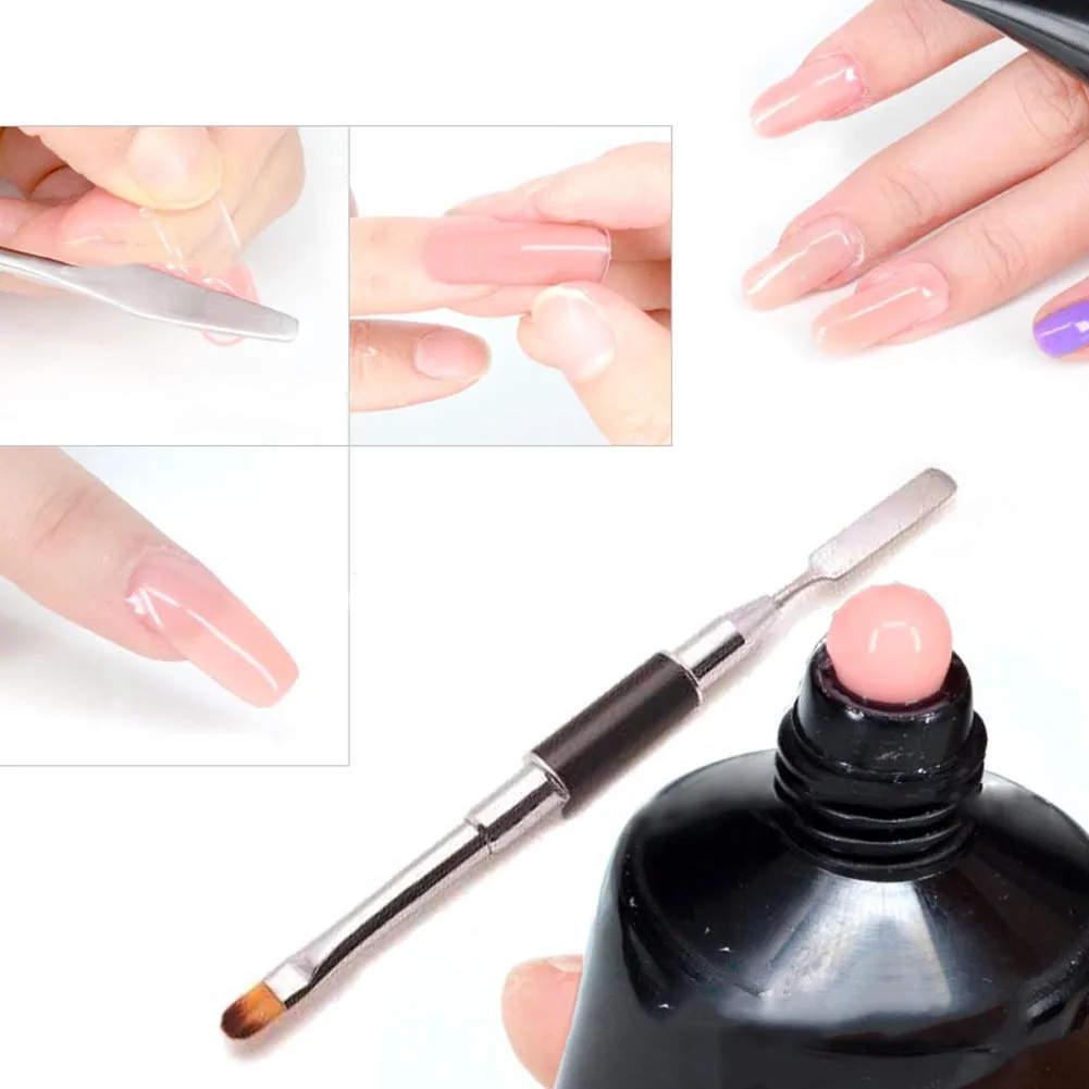 

2018 UV PolyGel Poly Gel Nail Brush Dual-ended Slice Shape Nail Art Tool