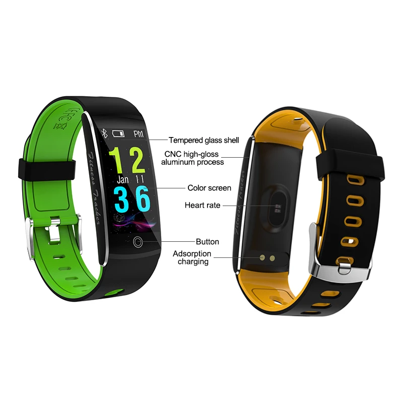 

696 Hot 2018 F10 Smart Bracelet IP67 Waterproof Color Screen Fitness Tracker Sport Remote Control Smart band for Android and iOS