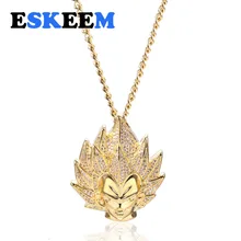 Твердые льдом хип-хоп медные ювелирные изделия Goku Аниме Супер Saiyan кулон Dragon Ball Вегета кулон ожерелье