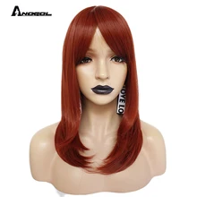 Cheap Anogol 150% Density Long Natural Wave Full Hair Wigs Orange Auburn Synthetic Wig For Adult Role Play With Fringe For Women Cheap Anogol 150% Density Long Natural Wave Full Hair Wigs Orange Auburn Synthetic Wig For Adult Role Play With Fringe For Women