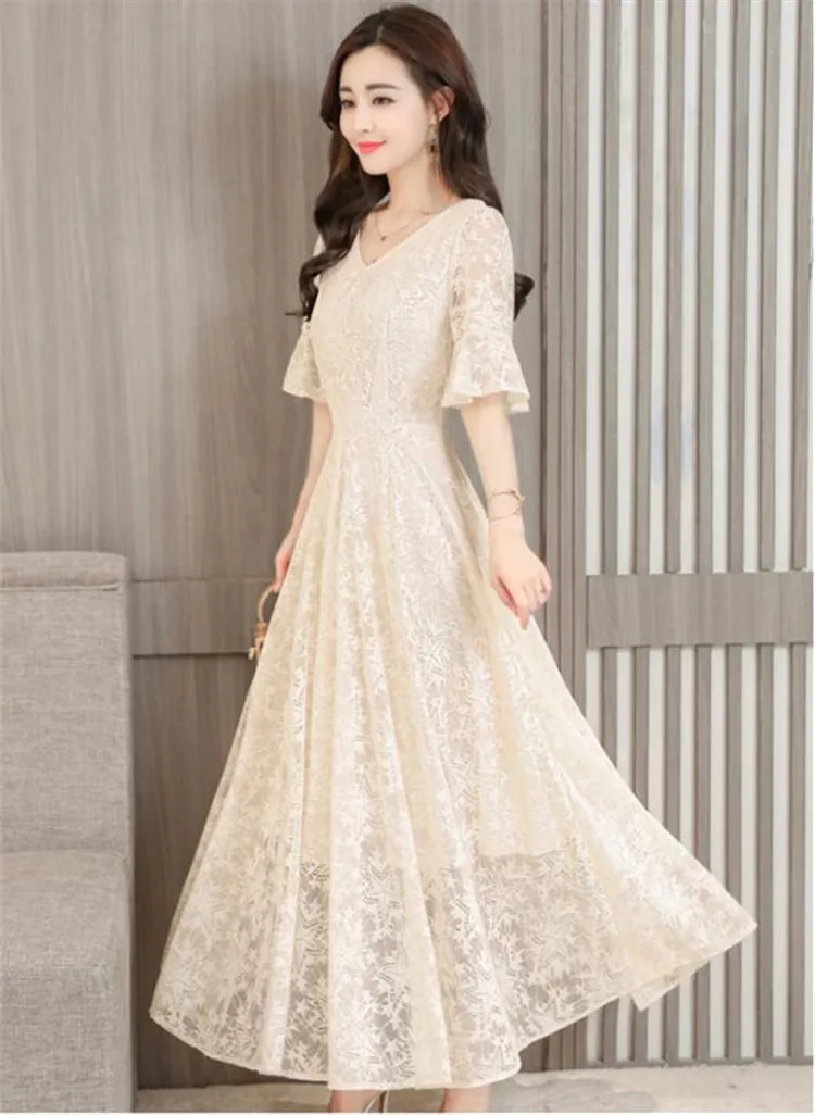 Vestidos, кружевное платье, элегантное, женское, длинное, тонкое, для офиса, для вечеринки, платья с v-образным вырезом, большой размер, черное, белое, летнее платье, женская одежда 925