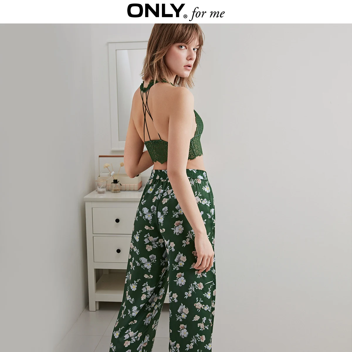 Только женский свободный крой широкие брюки Кружева сращивания шифон пижамы брюки | 119214501 - Цвет: SARAH