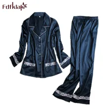 Fdfklak весенне-осенние пижамы с длинными рукавами женские шелковые наборы ночной костюм для девочек женский домашний костюм пижамы Mujer атласные пижамы Q880