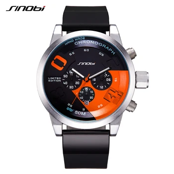 

SINOBI Large Dial Design Men Watches Men's Chronograph Sport Mens Watch Military Waterproof Watch Male Clock Relogio Masculino