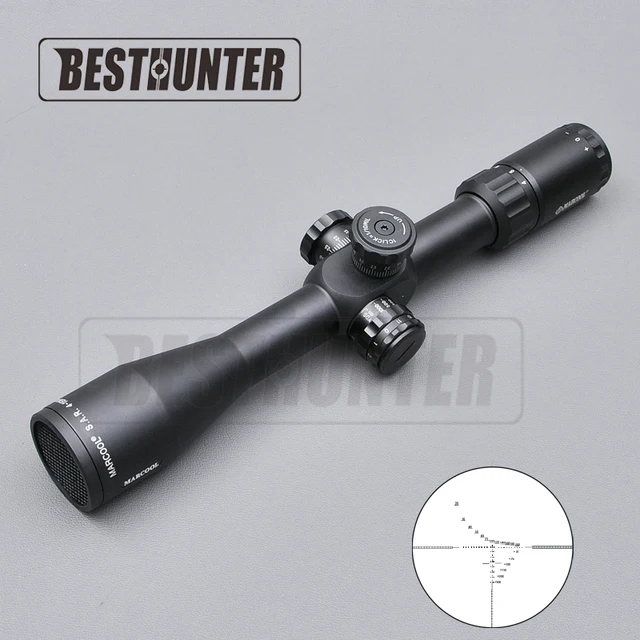 Best price at $178 Cheap Marcool 4-16x44 SFIR FFP Optical Hunting Riflescope Red Illuminated Reticle Fiber Sight Sniper Hunting Rifle Socpe Free DHL