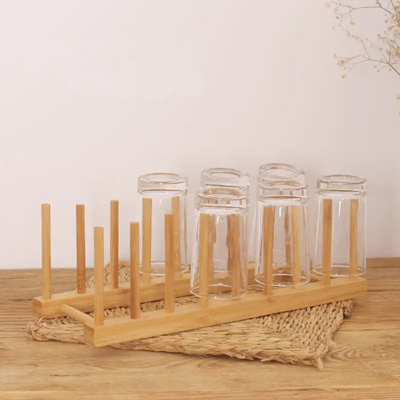 Bamboo Wooden Dish Drainer Rack Plate Rack Stand Pot Lid Holder