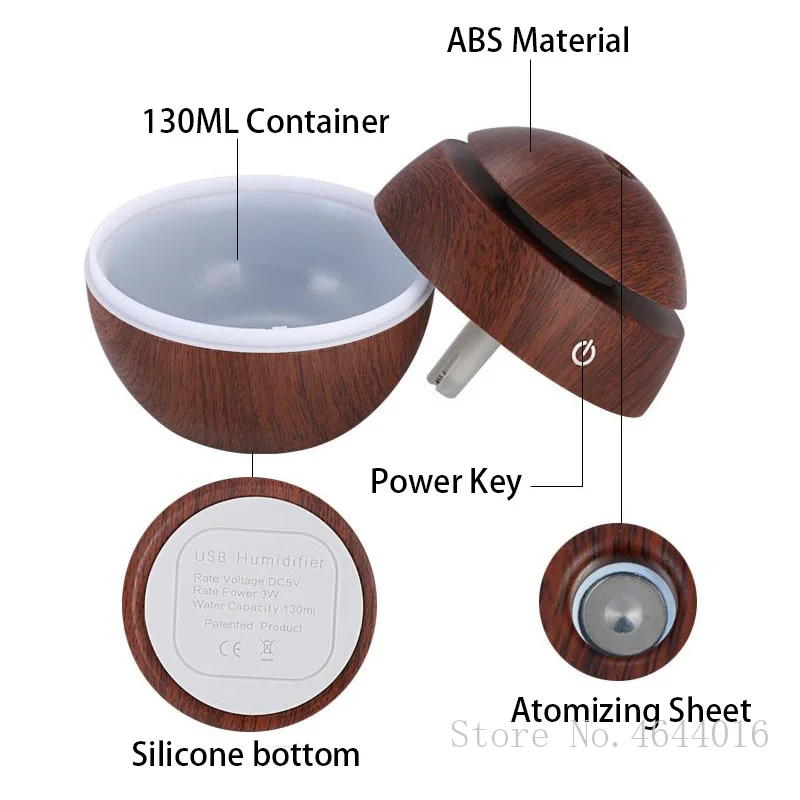 spesifikasi Usb Aroma Minyak Esensial Diffuser Ultrasonic Cool Mist Humidifier Air Purifier 7 Warna Perubahan LED Lampu Malam untuk Kantor Rumah