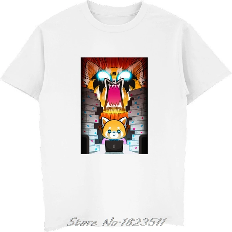 Летняя новая забавная футболка Aggretsuko Мужская модная футболка с рисунком Красной панды Retsuko Camisetas Hombre - Цвет: white new