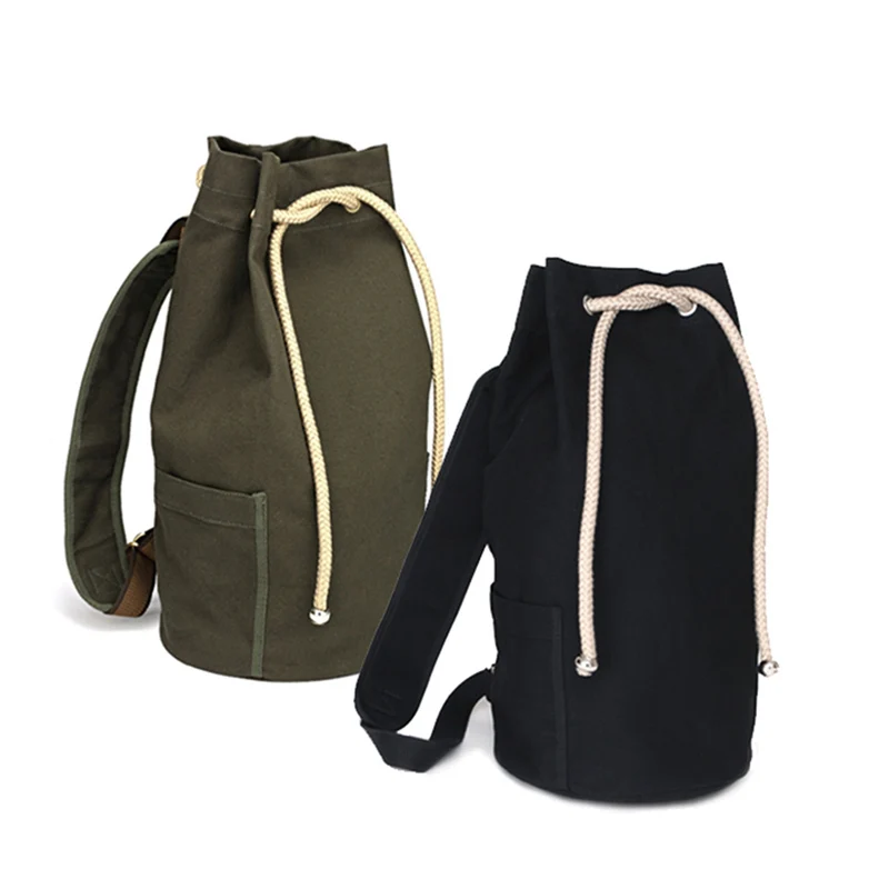 Drawstring Canvas Bucket Bags Backpacks for Teenage Boys Men's Outdoors Sports Football Basketball Storage Cycling Bags XA1259A