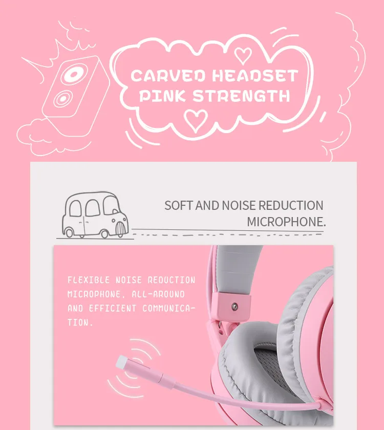 SOMIC G951 розовые наушники с кошачьими ушками Virtual 7,1 с шумоподавлением, игровые наушники, вибрационный светодиодный USB гарнитура, детские наушники для девочек, для ПК