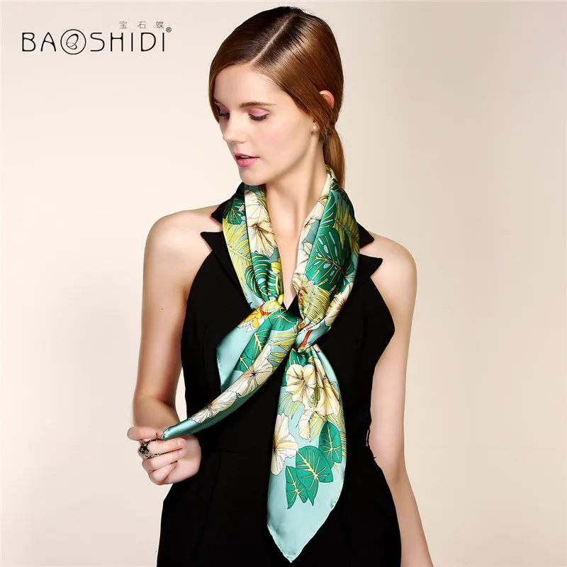 

2016 BAOSHIDI New Arrival Luxury Brand original design, 100% Silk Women Square Pattern Scarf Neck Shawl Wrap Elegant Headscarf