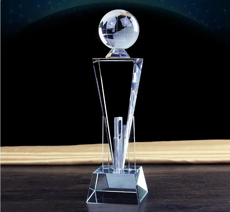 High quality!Personalized Crystal trophy with sports theme awards