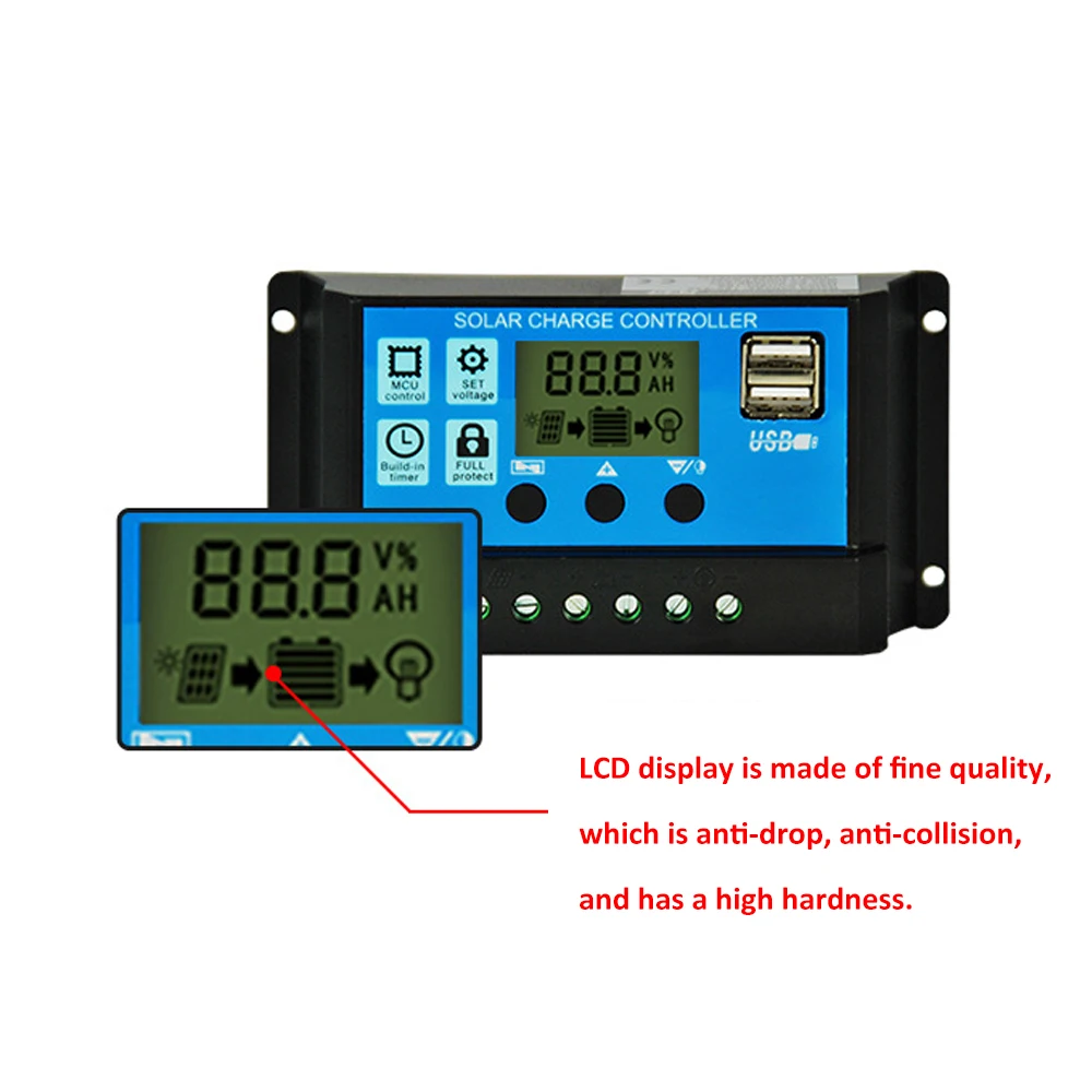 Многофункциональный Интеллектуальный Солнечный контроллер ЖК-контроллер заряда с HD двойным USB интерфейсом для дома или промышленности