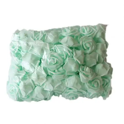 Mint Green Новинка 100 шт 7 см пена Искусственный цветок розы букет для свадьбы DIY Декор - Цвет: Mint Green