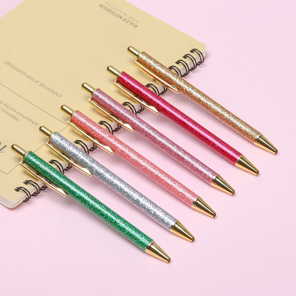 

1 PC Colorful Flash Crystal Pen Metal Pendant Ballpoint Pen Smooth 1mm Superior Stationery Office Writing Pen