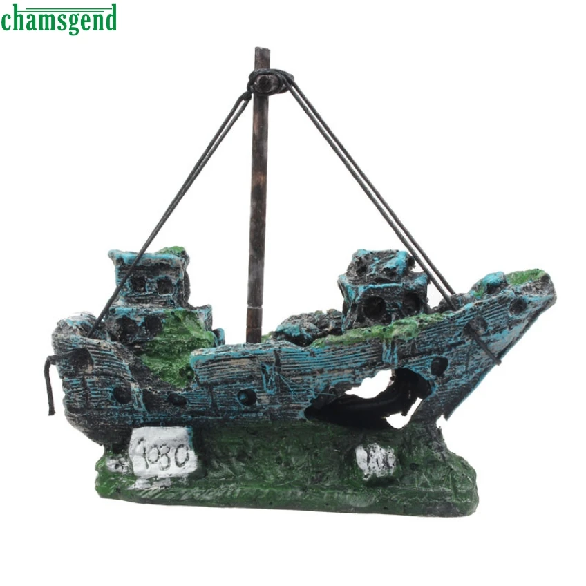 Chamsgend Fish Tank аквариум орнамент Wreck Кораблевождение затонувшего корабля прослужит