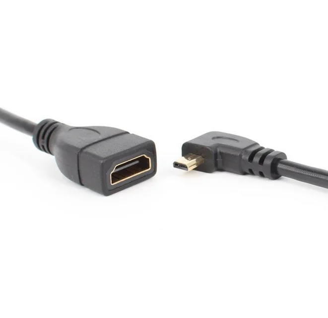 Золотой саженый HDMI Женский до 90 градусов левый угловой микро Мужской адаптер