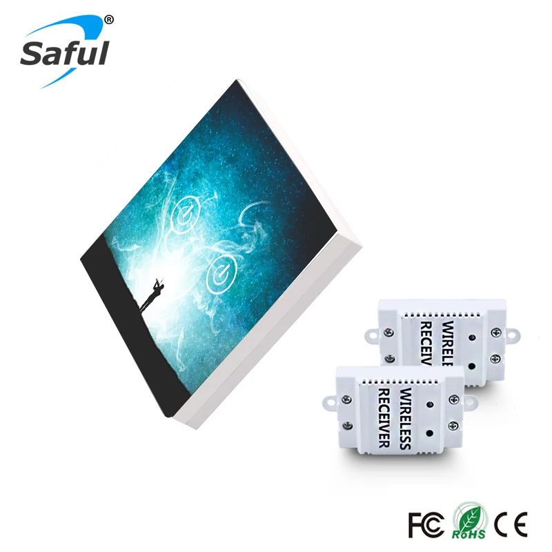 

Saful Wireless Switch 2 gang 2 Way Remote Control Touch Switch DIY Painting Wireless Touch Switch