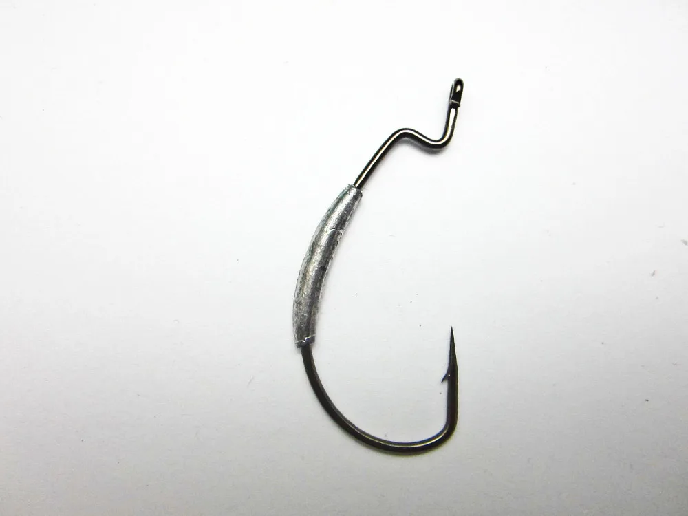 Dr.Fish 15 Pack Weighted EWG Hooks Lnline Worm Hooks Bass