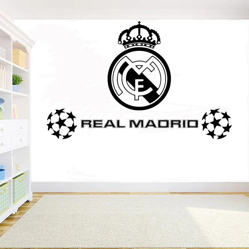 Soccer Ball Football Club Real Madrid Logo Sticker Vinyl Wall Decals For Walls Room Decoration Boys Bedroom Poster Mural D14