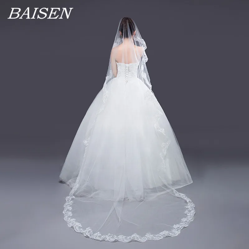 

Long Cathedral Wedding Veil Lace Bridal Accessories velo de novia Bridal Veil Long Lace Wedding Accessories Cathedral Veil