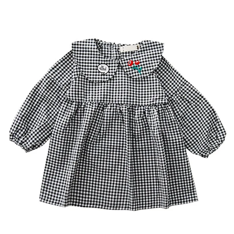 

Baby Girls Dress Summer Casual Baby Girls Plaid Print Cotton Kids Toddler Long Sleeve Pageant Sundress Children's Clothing