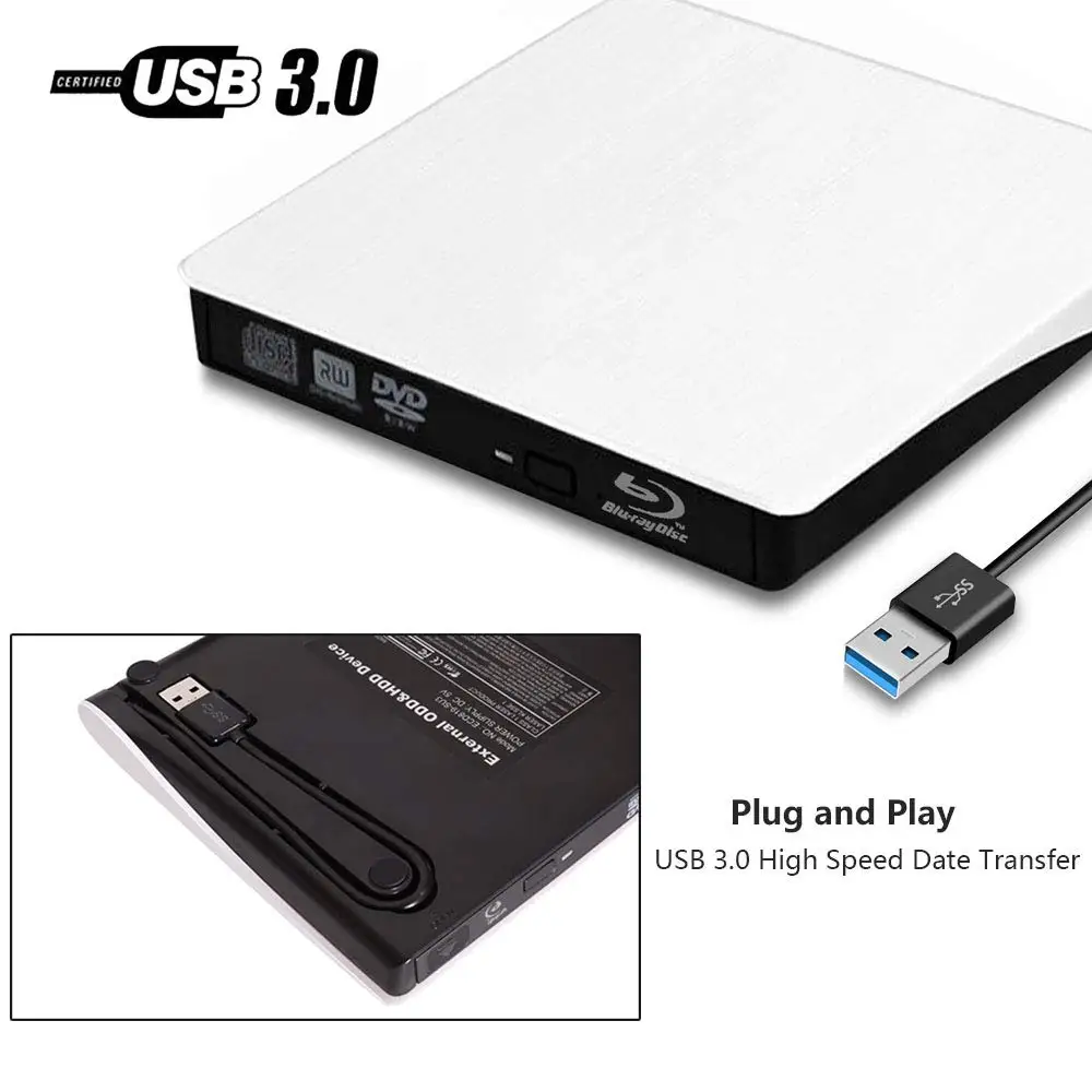 USB 3,0 Bluray привод CD DVD RW ГОРЕЛКА писатель Blu ray BD-R плеер оптический привод для ноутбука hp Macbook окно 10