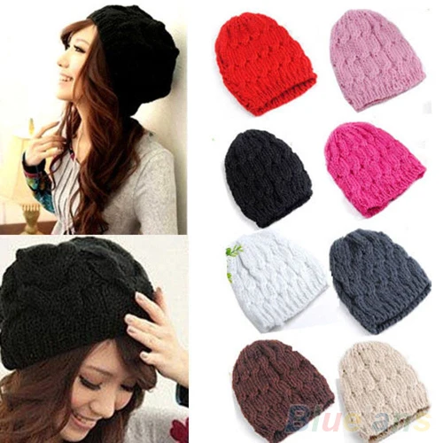 Hot Women's Winter Knit Crochet Knitting Wool Braided Baggy Beanie Hat Cap 228B