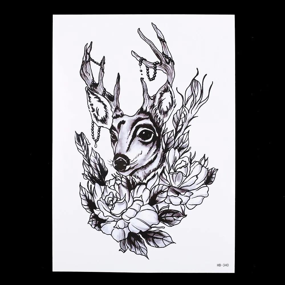 1 Sheet Sexy Body Arm Art Temporary Tattoo Sticker HB340 Product Women Men Deer Flower Deer Antler Pendant Picture Design Tattoo