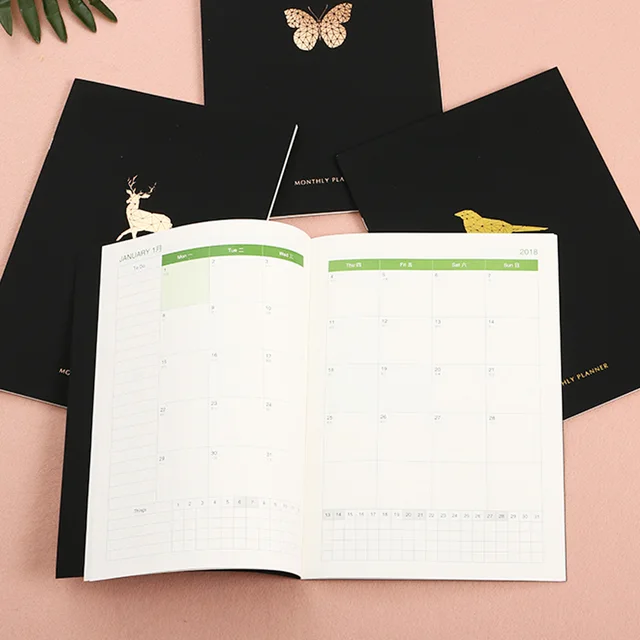 2018 a4 gold animal design schedule monthly planner organizer monthly planner organizer