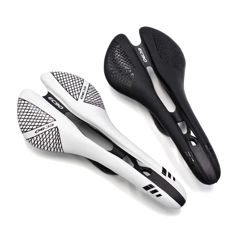 EC90 Carbon Fiber Bicycle Saddle RoadMTB Bike Carbon+Leather Saddle Seat BlackWhite (5)