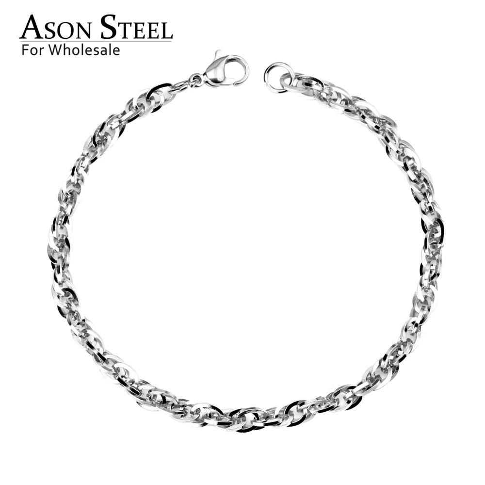Модные мужские и женские браслеты ASONSTEEL серебряного цвета из нержавеющей стали
