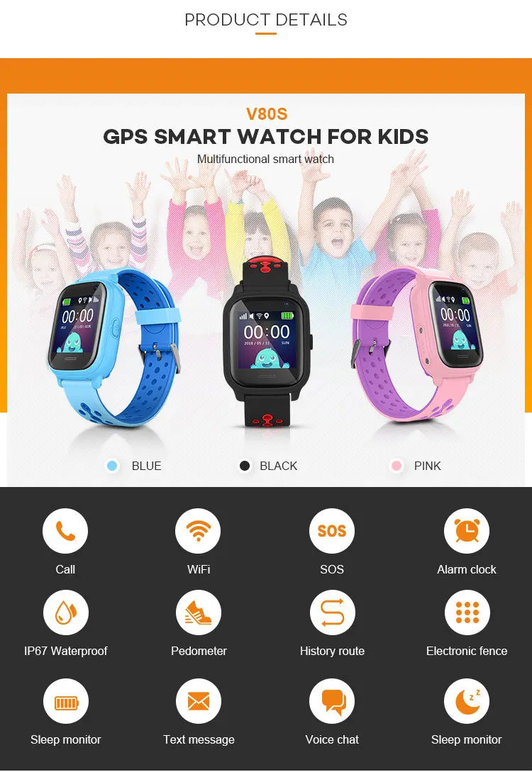 Новинка IP67 водонепроницаемый смарт безопасный gps Wifi расположение SOS Вызов монитор камера наручные часы Finder трекер дети ребенок телефон часы
