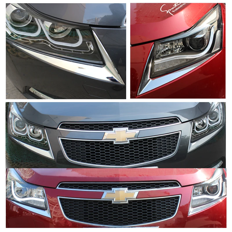 

2 Pcs/Set ABS Chrome Headlight Trim Sticker Lamp Eyebrow Cover Decoration Strip Stickers for Chevrole Cruze Sedan Hatchback
