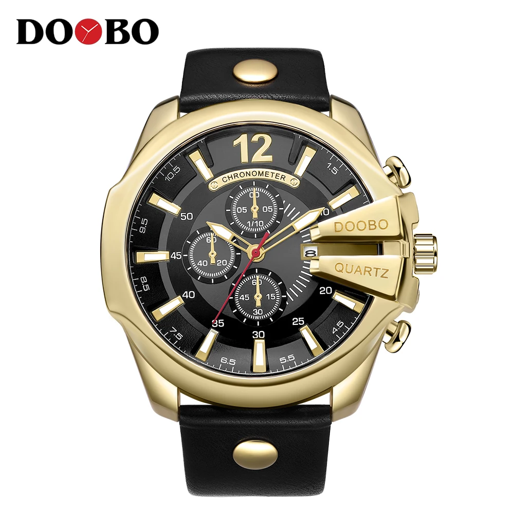 DOOBO новые золотые спортивные кварцевые часы для мужчин модные повседневное лучший бренд класса люкс наручные часы Мужской Военная униформа