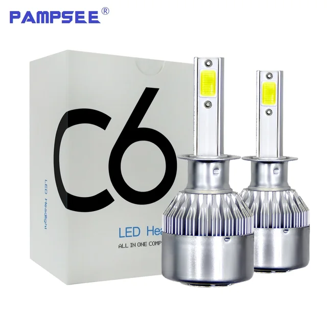 PAMPSEE 2Pcs Car Lights Bulbs LED H4 H7 9003 HB4 H11 LED H1 H3 H8 H9 880 9005 9006 H13 HB3 9007 Auto Headlights 72W COB 6000K