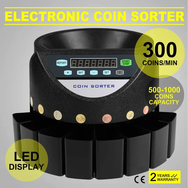 

COUNTING SORTING OF EURO COINS Automatic Electronic Money Sorter and Coin Counter Cash Currency Counting Machine for Euro Coins