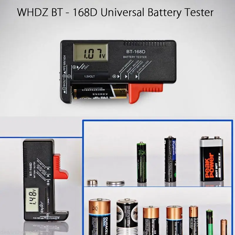 

Portable Digital Battery Tester Universal Battery Power Capacity Tester for AA AAA 9V Button Multiple Size Battery Tester Tools