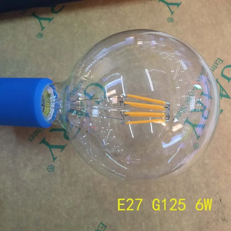 Новое поступление G125 большой глобальной лампочки 4 Вт/6 Вт/8 Вт светодиодные лампы накаливания E27 прозрачного стекла edison лампы внутреннего