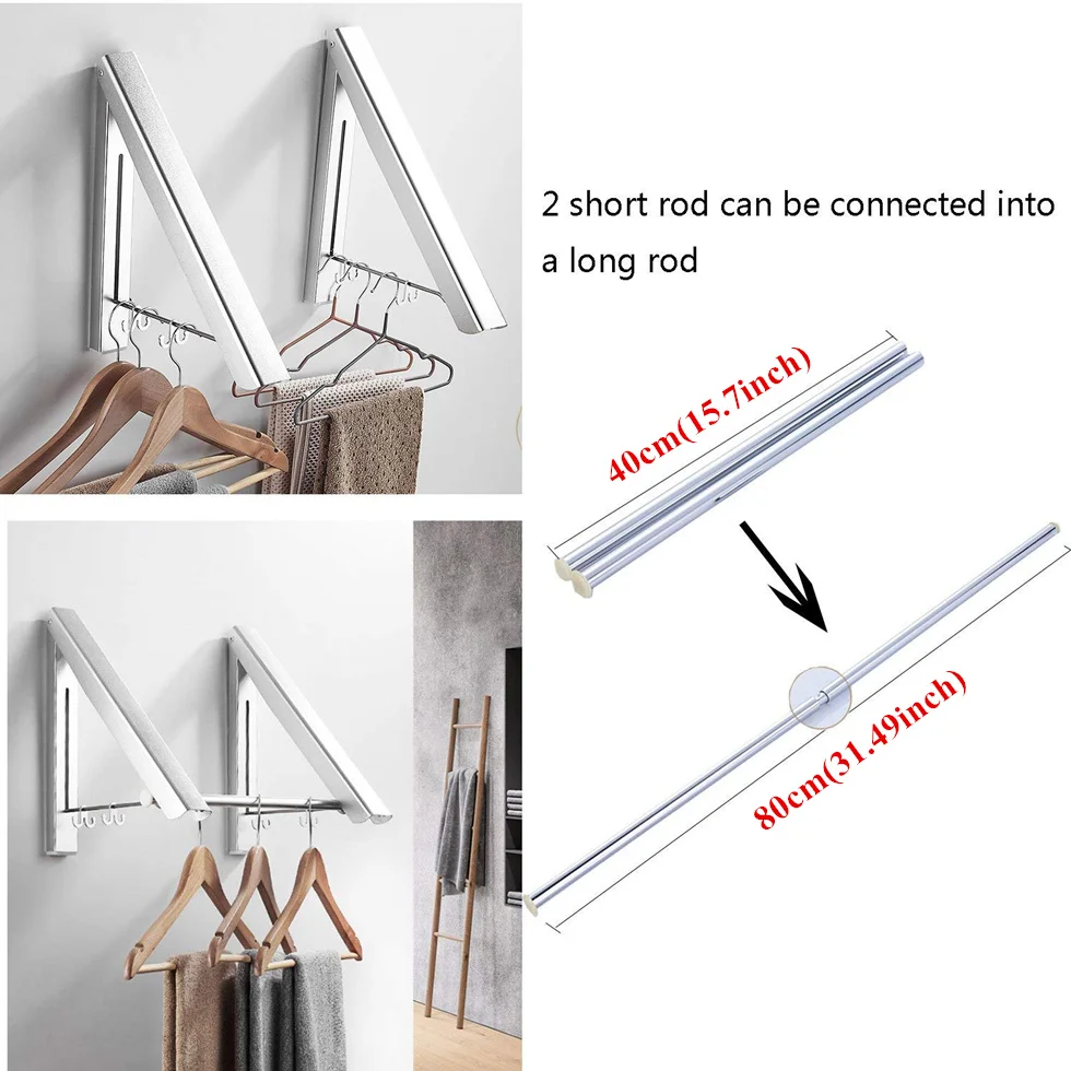 Tendedero Triangular plegable para almacenamiento de ropa estante de secado de ropa montado en la pared con barra colgante para servicio pesado