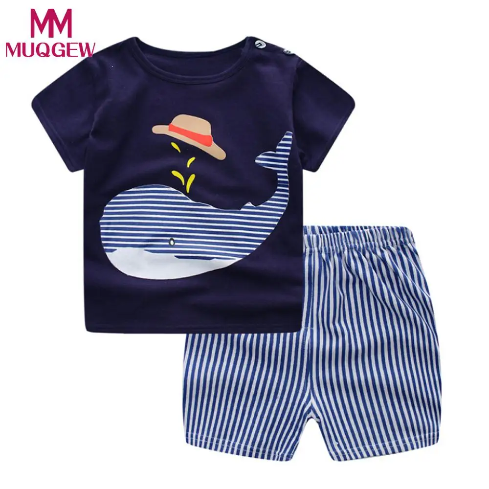 

MUQGEW 2018 Newborn Infant Baby Boys Girls Cartoon Whale Tops Shirt+Pants Outfits Set tracksuits for boys 2018 new moda infantil