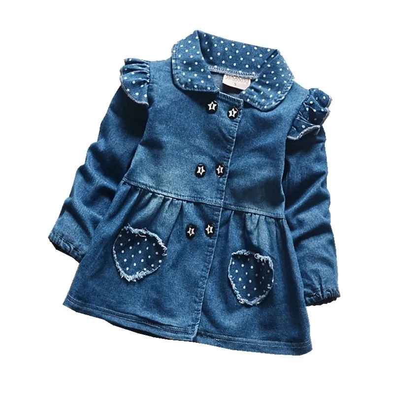 

Children Girls Dresses Jeans Blue Cartoon Dress Spring Autumn Brand Baby Cotton Long Sleeve Dresses Fashion Kids Toddler Clothes