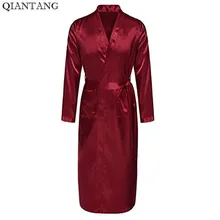 Бордовые мужские платье горячая распродажа искусственного шелка кимоно Банный халат пижама-халат, одежда для сна, Hombre Pijama Размеры S M L XL XXL XXXL ZhM025
